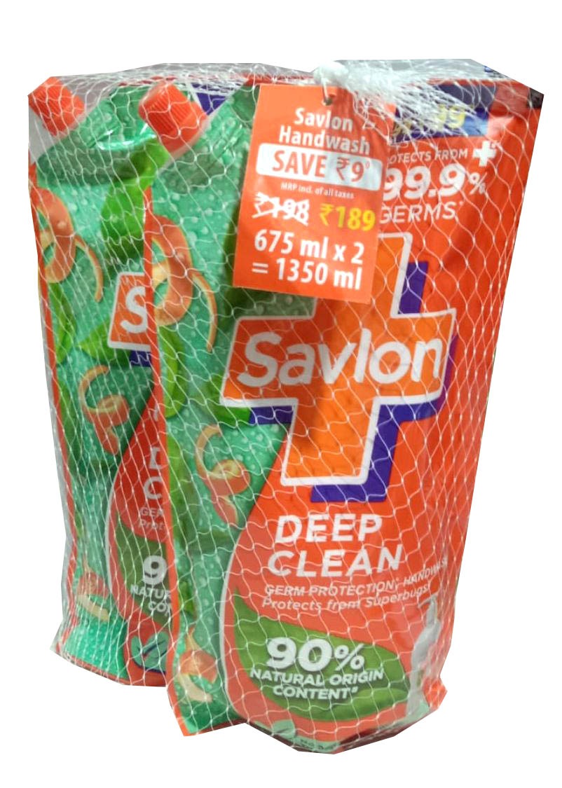 Savlon Deep Clean  Handwash,Refill  Combo Pouch, 675ml | Pack of 2